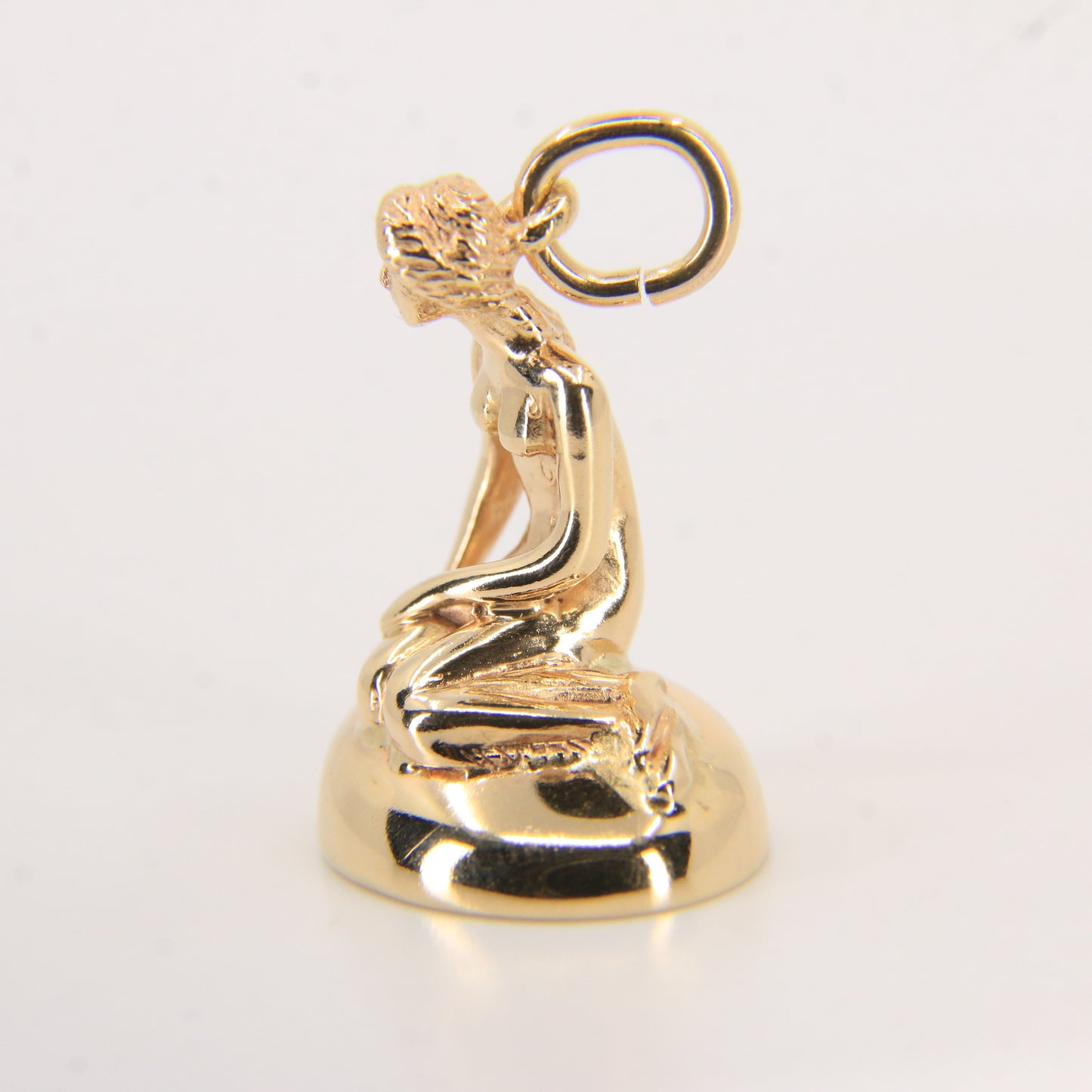 Vintage 14K Yellow Gold Little Mermaid Pendant Denmark Danish Statue Charm Gift