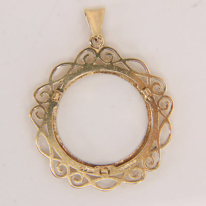 Vintage 9ct Hallmarked Yellow Gold Full Sovereign Coin Mount Pendant Frame