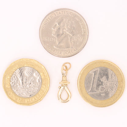 Antique 9ct Yellow Gold Swivel Open Screw Dog Clip Clasp Charm Holder