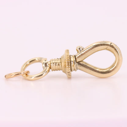 Antique 9ct Yellow Gold Swivel Open Screw Dog Clip Clasp Charm Holder