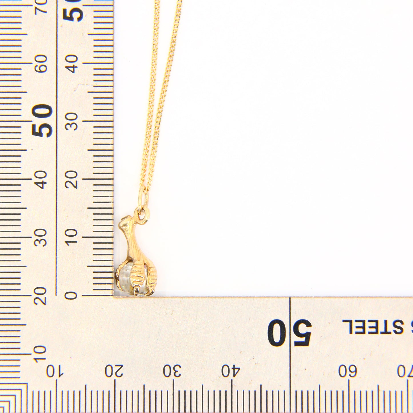 Vintage 9ct 20 inch Claw Charm Pendant Necklace 9 Carat Yellow Gold Hallmarked Chain Boxed