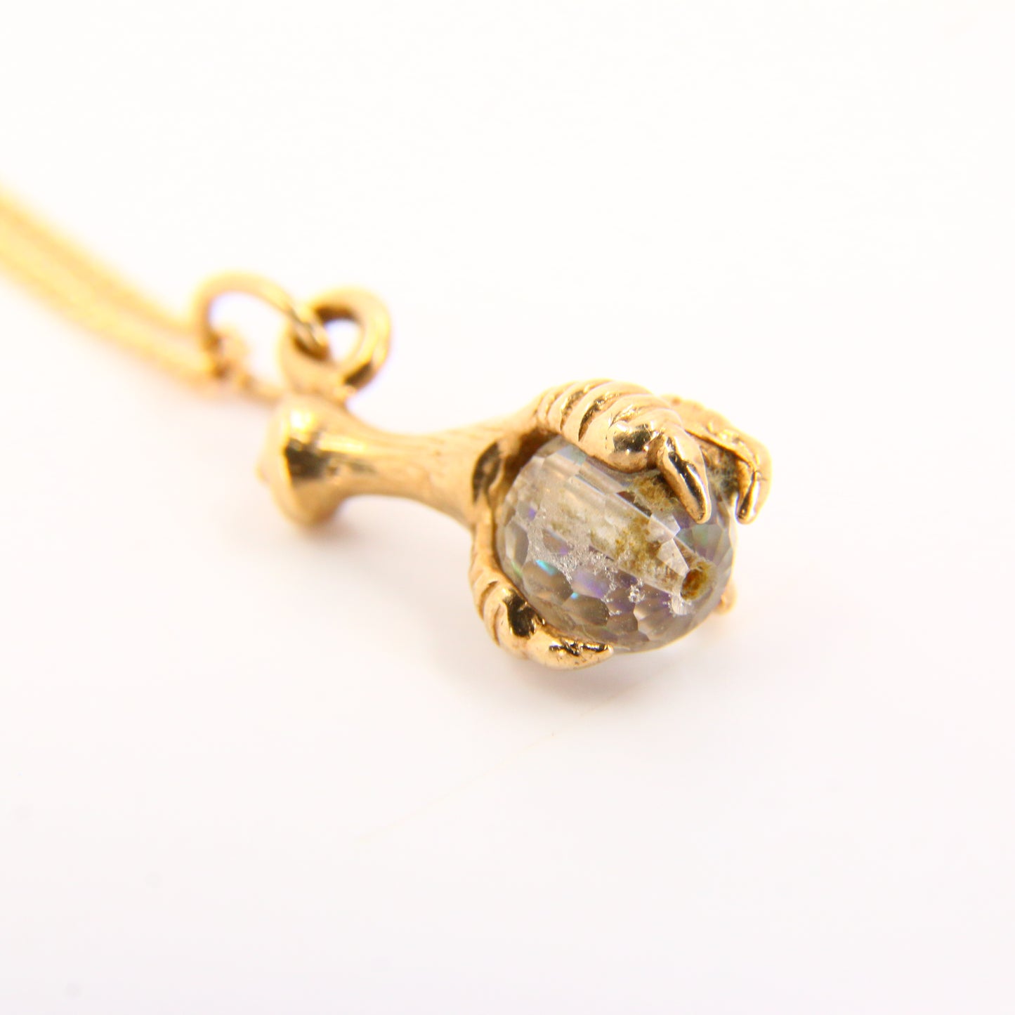 Vintage 9ct 20 inch Claw Charm Pendant Necklace 9 Carat Yellow Gold Hallmarked Chain Boxed