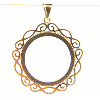 Vintage 9ct Hallmarked Yellow Gold Full Sovereign Coin Mount Pendant Frame