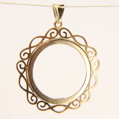 Vintage 9ct Hallmarked Yellow Gold Full Sovereign Coin Mount Pendant Frame