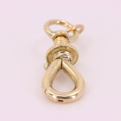 Antique 9ct Yellow Gold Swivel Open Screw Dog Clip Clasp Charm Holder