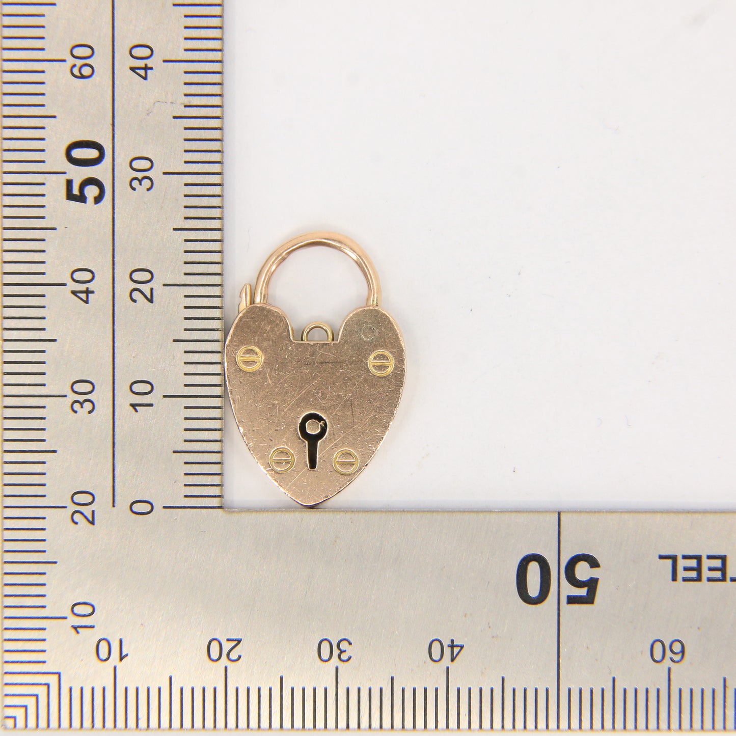 Vintage 9ct Yellow Gold Double Hallmarked Heart Padlock Charm Pendant Love Gift