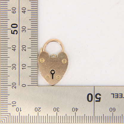 Vintage 9ct Yellow Gold Double Hallmarked Heart Padlock Charm Pendant Love Gift