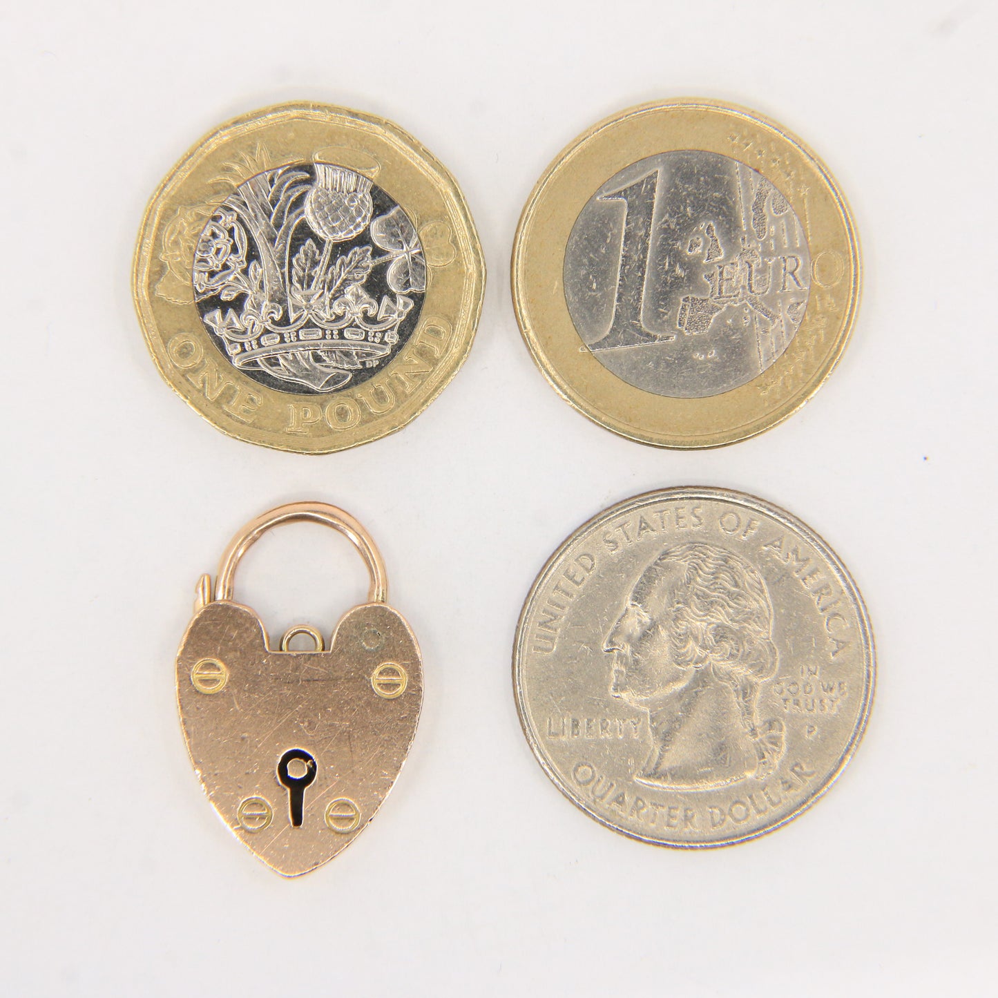 Vintage 9ct Yellow Gold Double Hallmarked Heart Padlock Charm Pendant Love Gift