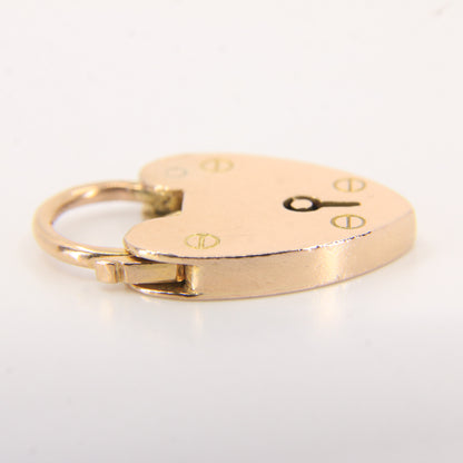 Vintage 9ct Yellow Gold Double Hallmarked Heart Padlock Charm Pendant Love Gift