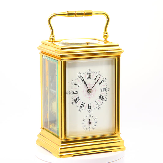 Antique French Repeating Carriage Clock 8 Day Lantern Gilt Brass Running Order
