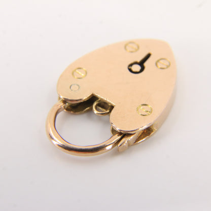 Vintage 9ct Yellow Gold Double Hallmarked Heart Padlock Charm Pendant Love Gift
