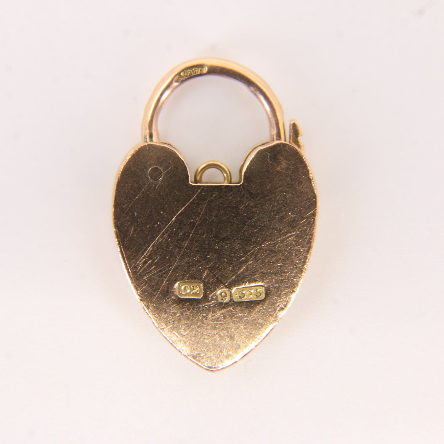 Vintage 9ct Yellow Gold Double Hallmarked Heart Padlock Charm Pendant Love Gift