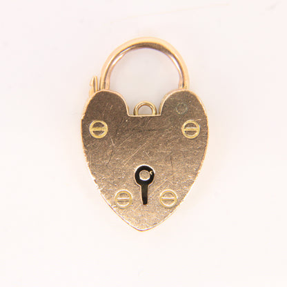 Vintage 9ct Yellow Gold Double Hallmarked Heart Padlock Charm Pendant Love Gift