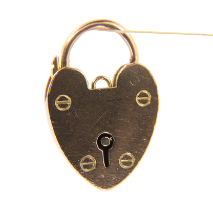 Vintage 9ct Yellow Gold Double Hallmarked Heart Padlock Charm Pendant Love Gift