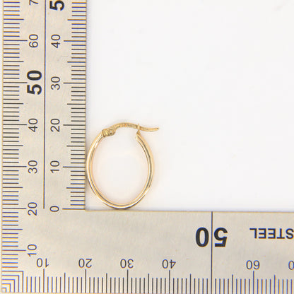 Vintage 9ct Gold Hoop Earrings Oval Lightweight Yellow Gold Boxed Gift