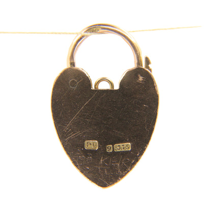 Vintage 9ct Yellow Gold Double Hallmarked Heart Padlock Charm Pendant Love Gift