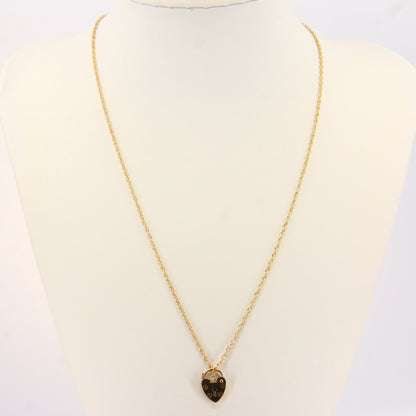 Vintage 9ct Gold 18 inch Heart Lock Singapore Chain Necklace Yellow Gold Boxed