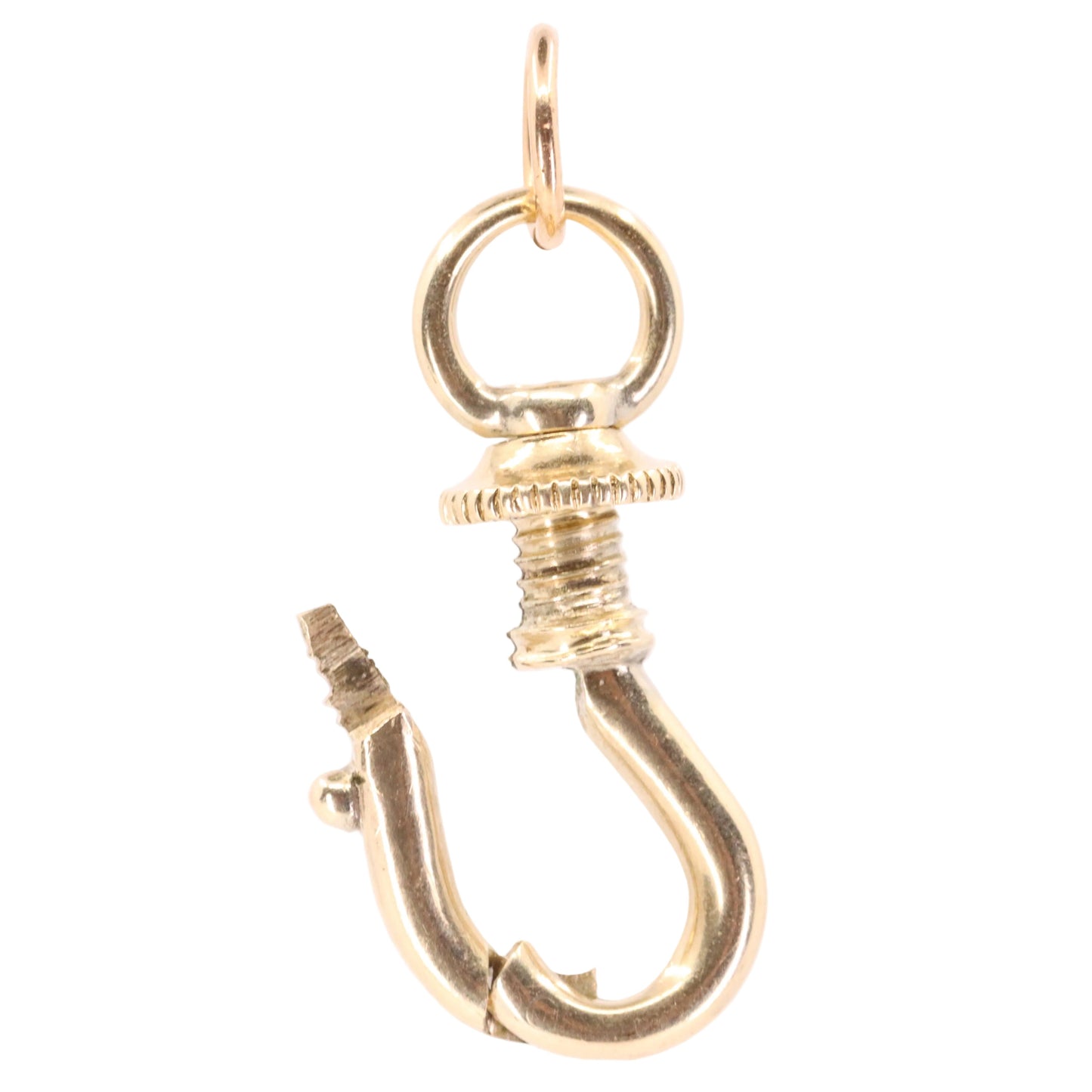 Antique 9ct Yellow Gold Swivel Open Screw Dog Clip Clasp Charm Holder
