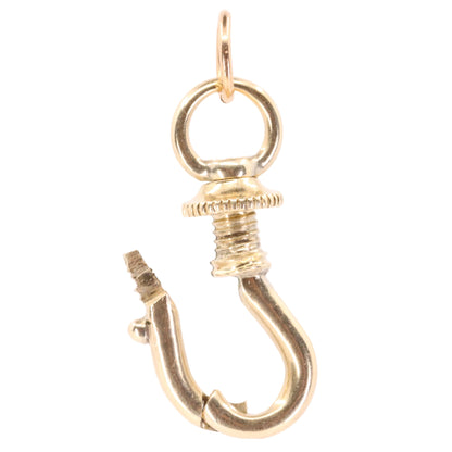 Antique 9ct Yellow Gold Swivel Open Screw Dog Clip Clasp Charm Holder