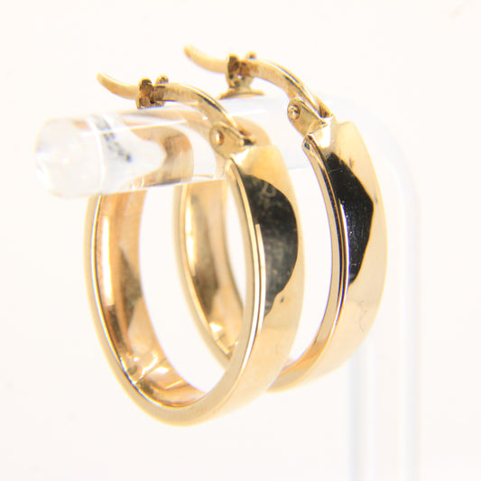 Vintage 9ct Gold Hoop Earrings Oval Lightweight Yellow Gold Boxed Gift