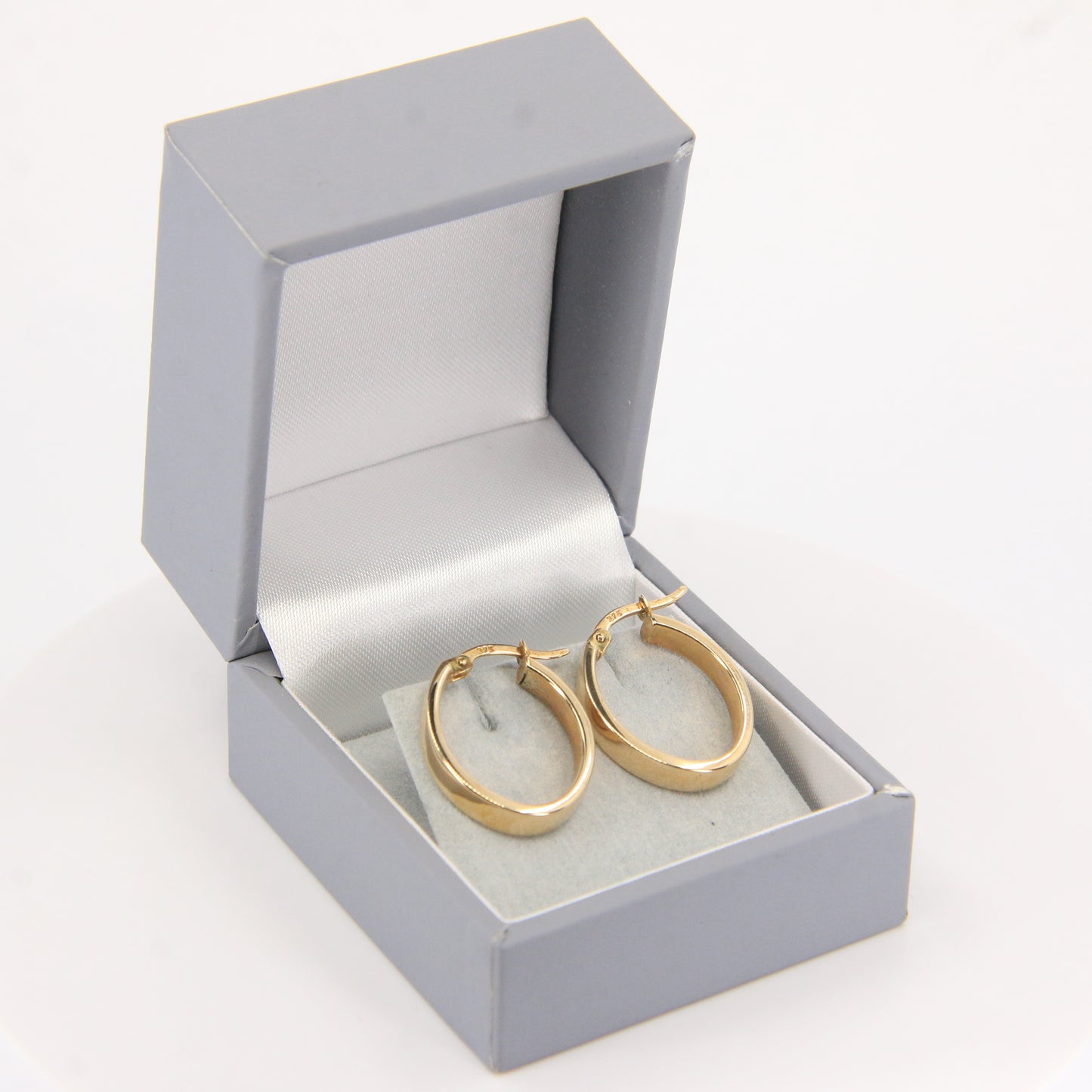 Vintage 9ct Gold Hoop Earrings Oval Lightweight Yellow Gold Boxed Gift
