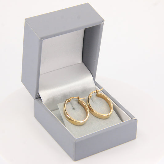 Vintage 9ct Gold Hoop Earrings Oval Lightweight Yellow Gold Boxed Gift