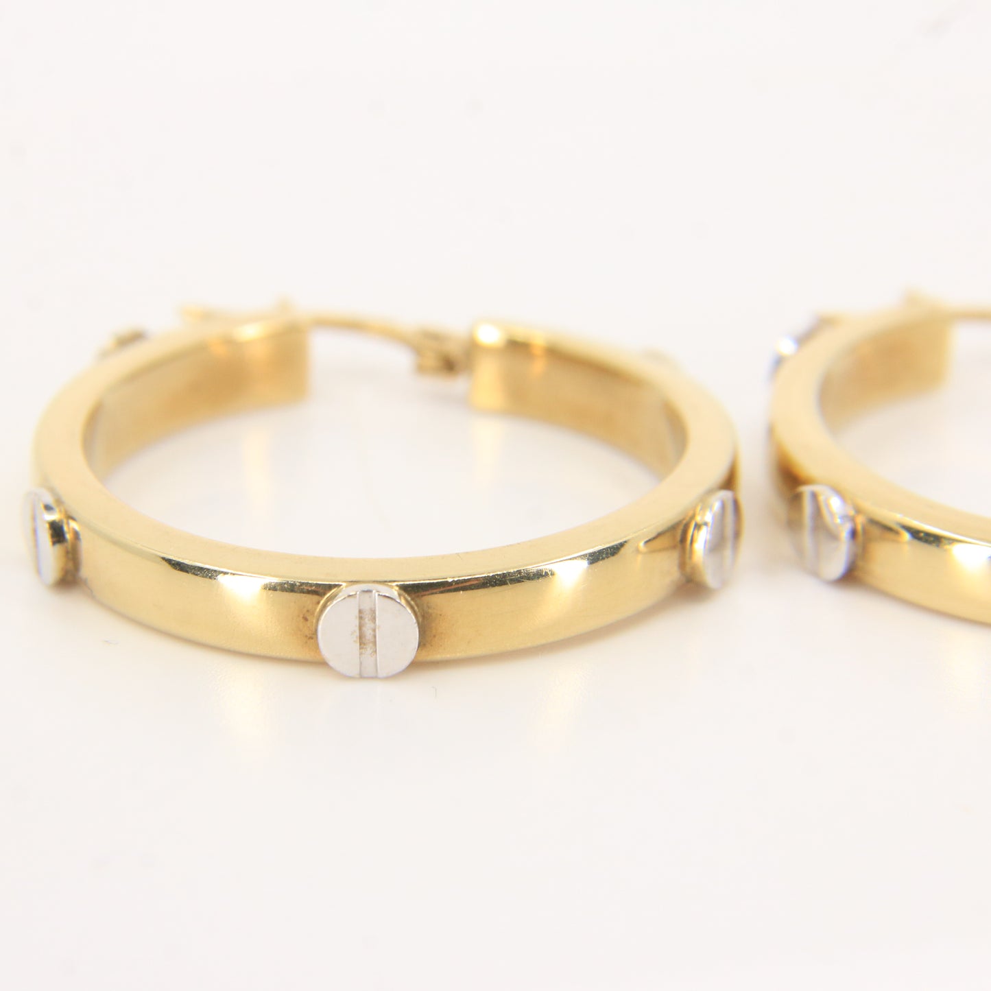 Vintage 9ct Gold Hoop Earrings Cartier Style Screw Design Hallmarked Gift