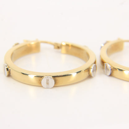 Vintage 9ct Gold Hoop Earrings Cartier Style Screw Design Hallmarked Gift