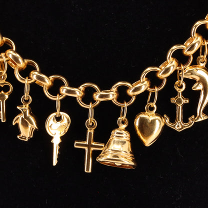Vintage 9ct Hallmarked Gold Belcher Chain Charm Necklace 20.5 Inch Adjustable Boxed Gift