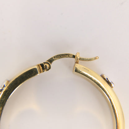 Vintage 9ct Gold Hoop Earrings Cartier Style Screw Design Hallmarked Gift
