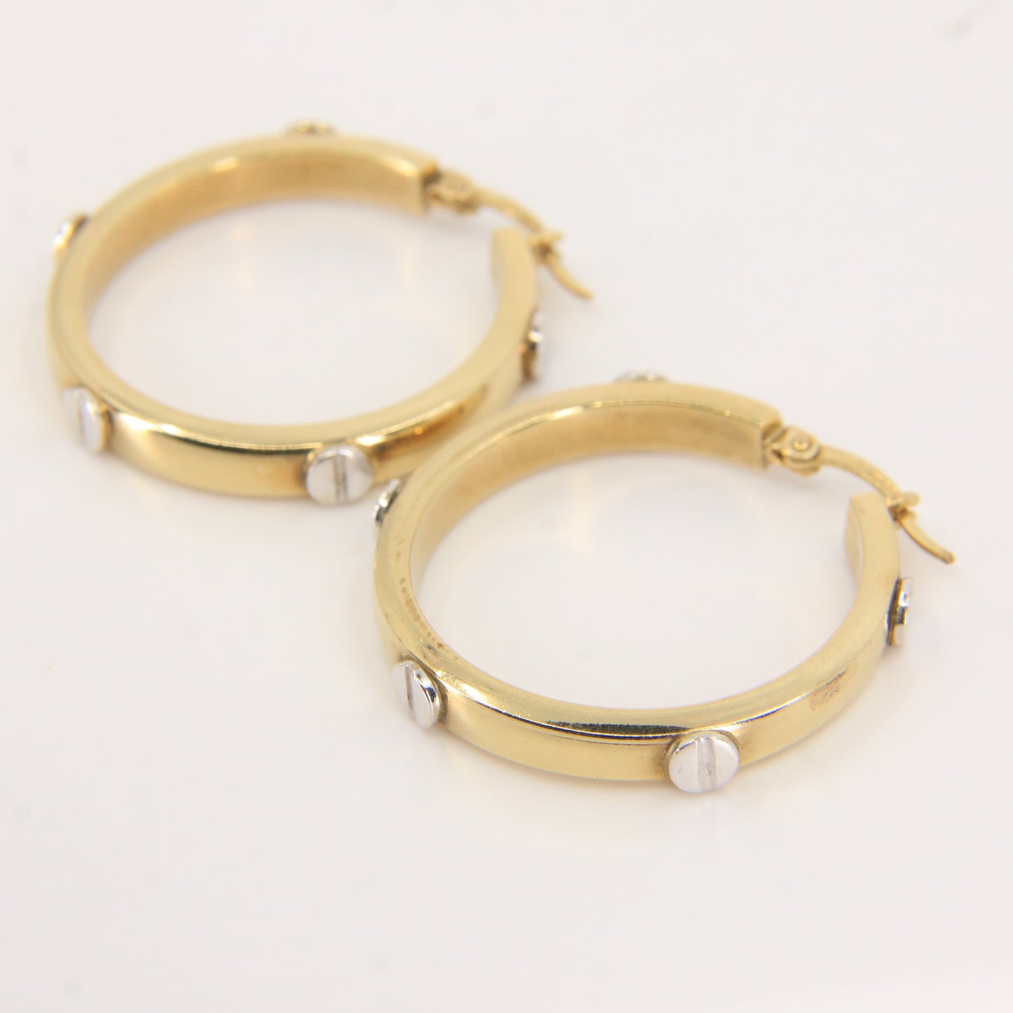 Vintage 9ct Gold Hoop Earrings Cartier Style Screw Design Hallmarked Gift