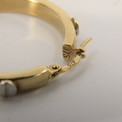 Vintage 9ct Gold Hoop Earrings Cartier Style Screw Design Hallmarked Gift