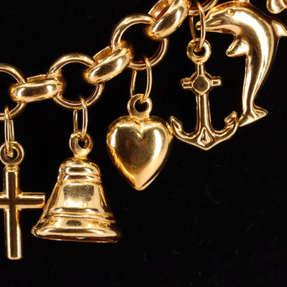 Vintage 9ct Hallmarked Gold Belcher Chain Charm Necklace 20.5 Inch Adjustable Boxed Gift