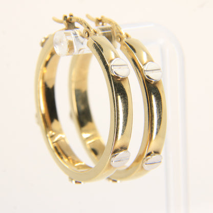 Vintage 9ct Gold Hoop Earrings Cartier Style Screw Design Hallmarked Gift