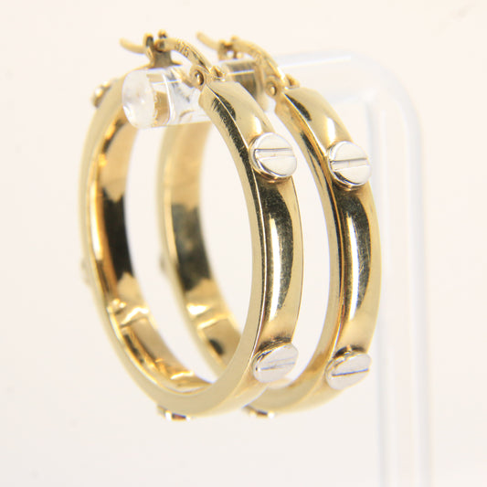 Vintage 9ct Gold Hoop Earrings Cartier Style Screw Design Hallmarked Gift