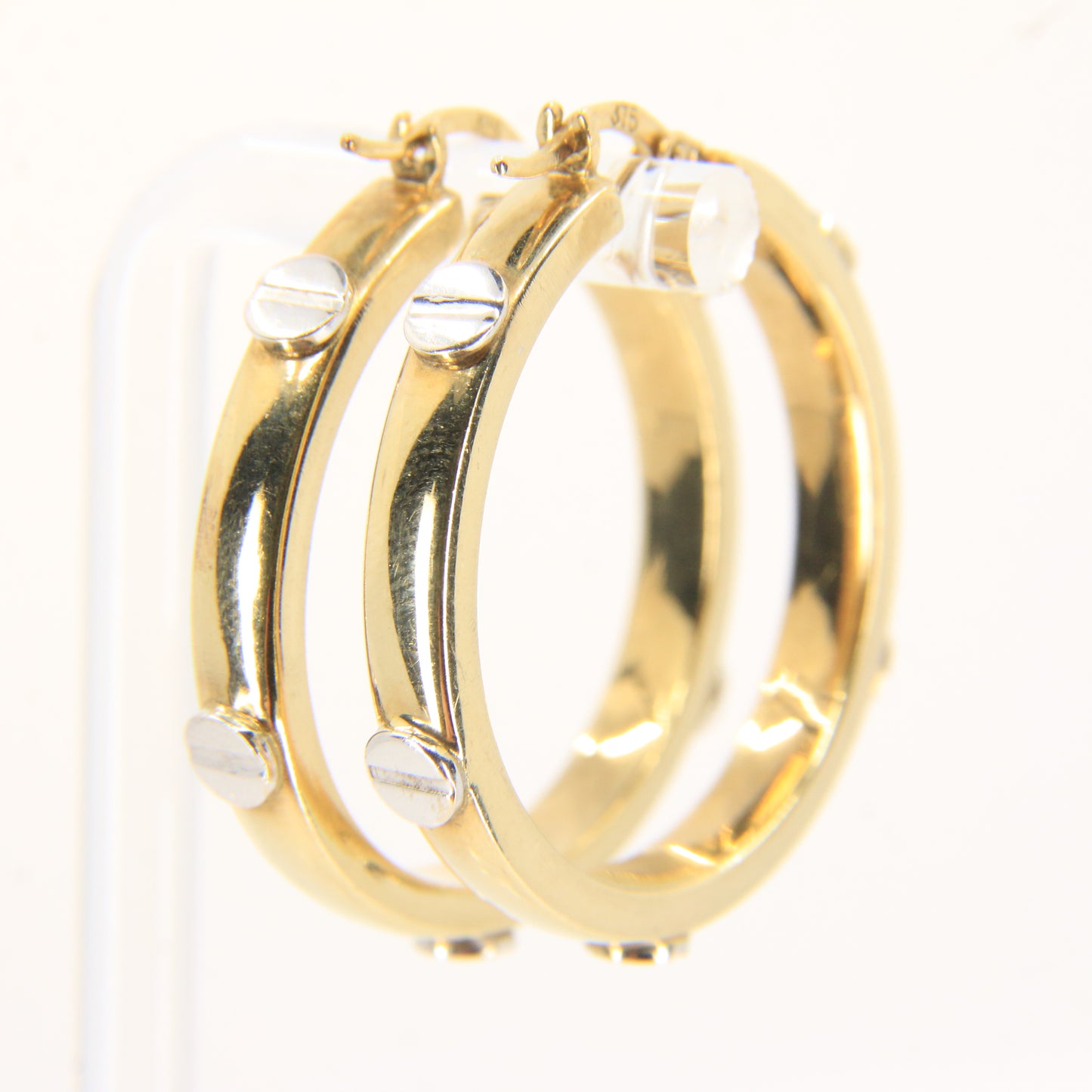 Vintage 9ct Gold Hoop Earrings Cartier Style Screw Design Hallmarked Gift