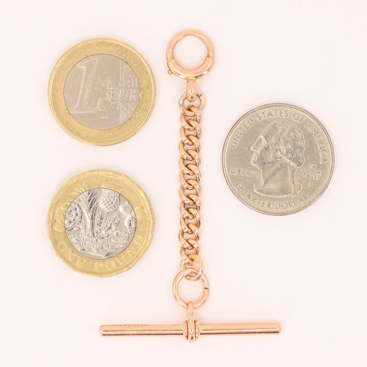 Antique 9ct Hallmarked Gold 2.6 Inch Albert Chain Extension T Bar Spring Clip