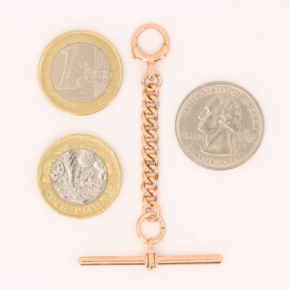 Antique 9ct Hallmarked Gold 2.6 Inch Albert Chain Extension T Bar Spring Clip