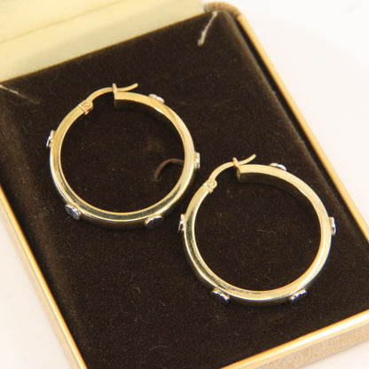 Vintage 9ct Gold Hoop Earrings Cartier Style Screw Design Hallmarked Gift