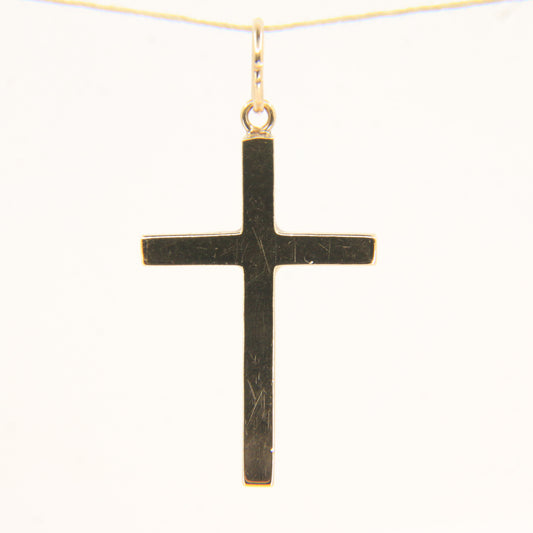Vintage 9ct Hallmarked Gold Cross Pendant Plain Design Christian Charm Gift