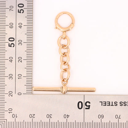 Antique 9ct Hallmarked Rose Gold 2 Inch Albert Chain Extension T Bar Spring Clip