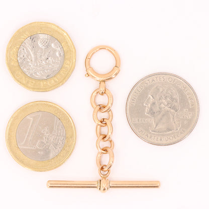 Antique 9ct Hallmarked Rose Gold 2 Inch Albert Chain Extension T Bar Spring Clip