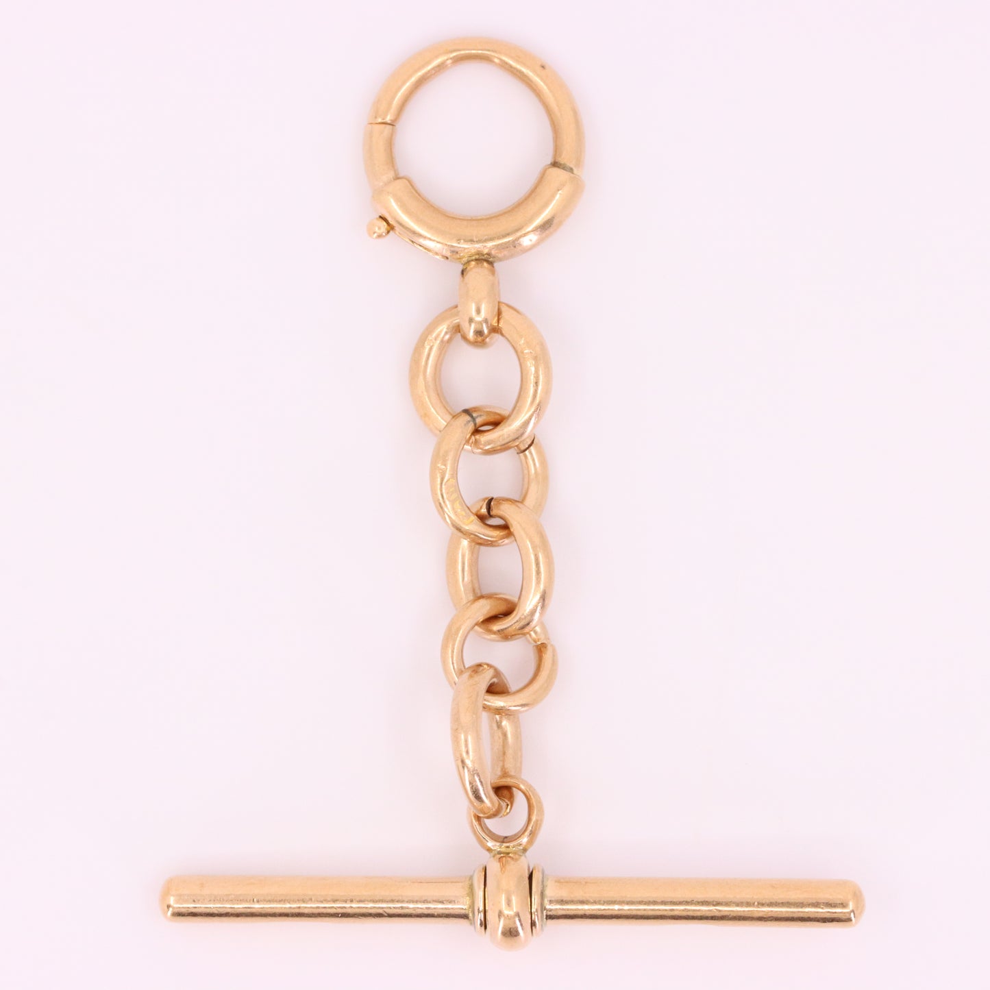 Antique 9ct Hallmarked Rose Gold 2 Inch Albert Chain Extension T Bar Spring Clip