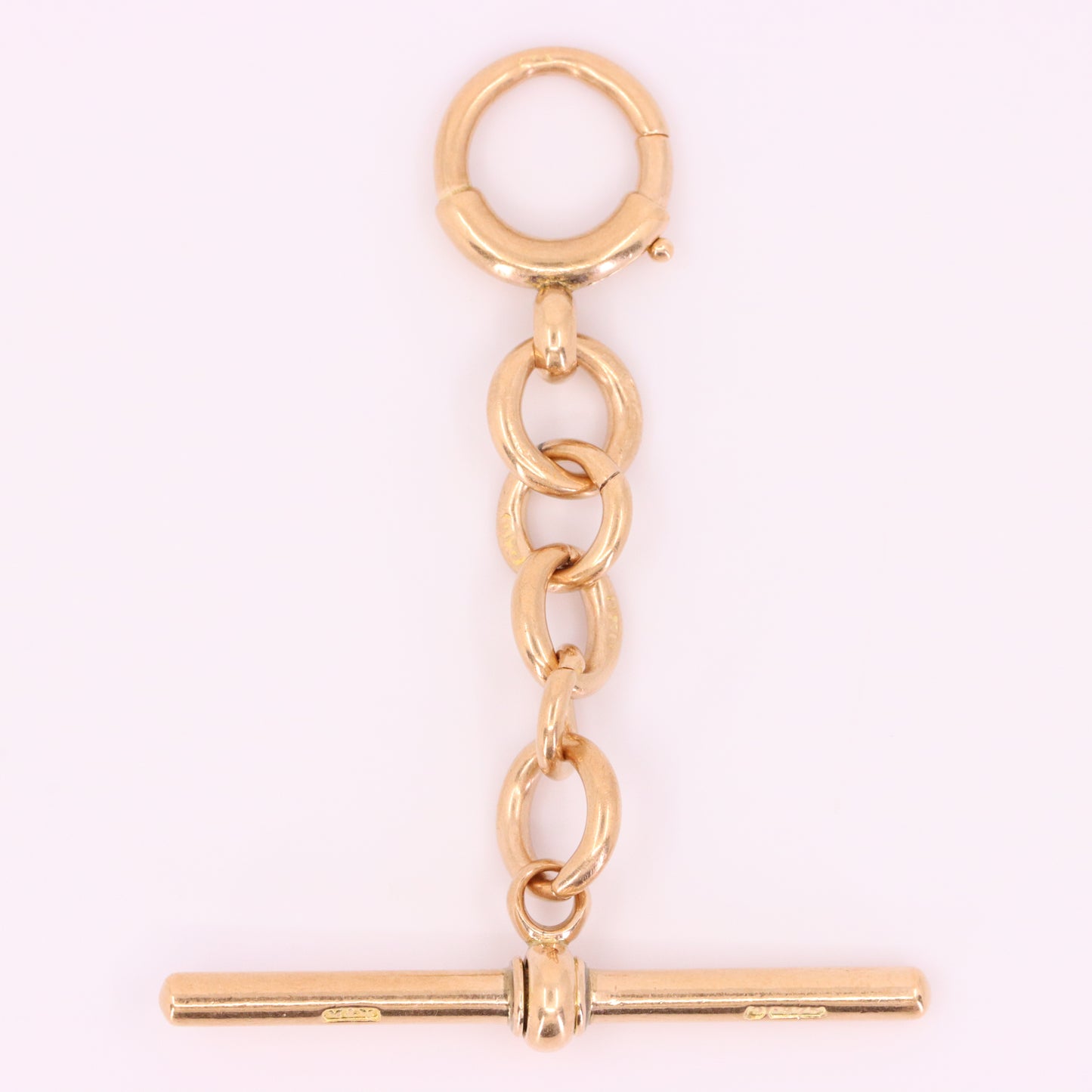 Antique 9ct Hallmarked Rose Gold 2 Inch Albert Chain Extension T Bar Spring Clip