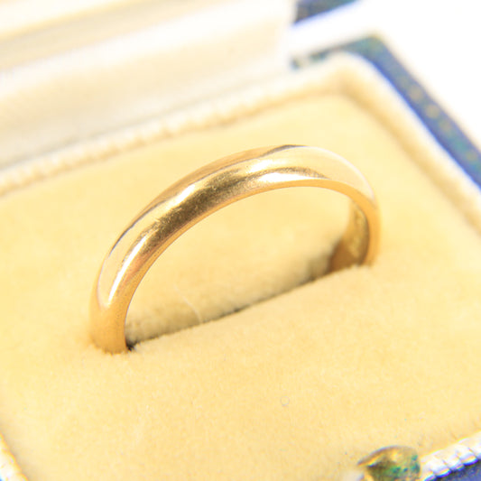 Vintage 18ct Gold Wedding Band Ring Size M Boxed Hallmarked Classic Gold Band