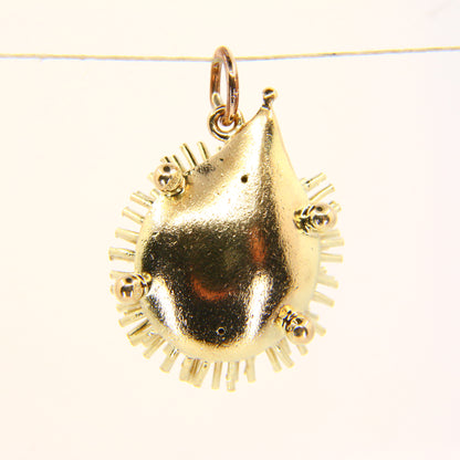 Vintage 9ct Gold Hedgehog Pendant Yellow Gold Animal Charm