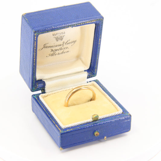 Vintage 18ct Gold Wedding Band Ring Size M Boxed Hallmarked Classic Gold Band