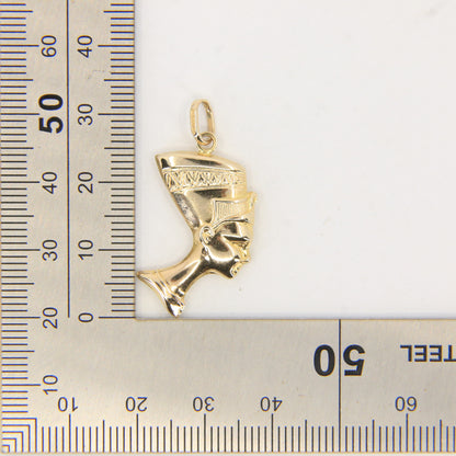 Vintage 9ct Hallmarked Yellow Gold Cleopatra Head Pendant Egyptian Charm Gift