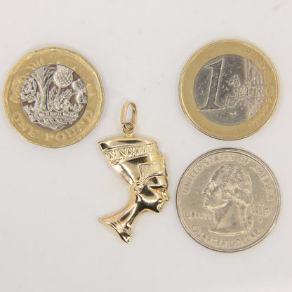 Vintage 9ct Hallmarked Yellow Gold Cleopatra Head Pendant Egyptian Charm Gift