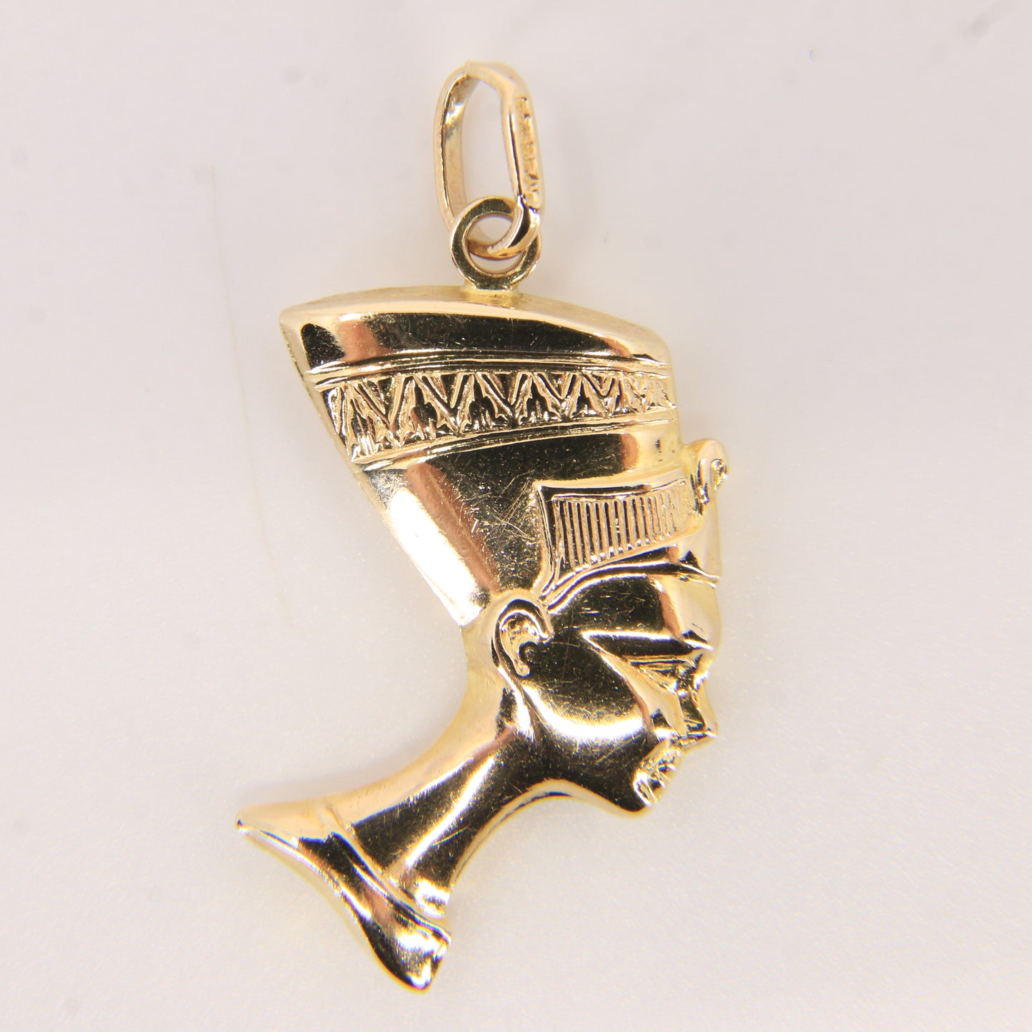 Vintage 9ct Hallmarked Yellow Gold Cleopatra Head Pendant Egyptian Charm Gift